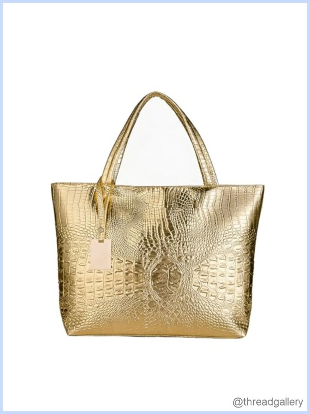 Large Tote Shoulder Handbag PU Faux Leather Crocodile Satchel Travel Work Bag
